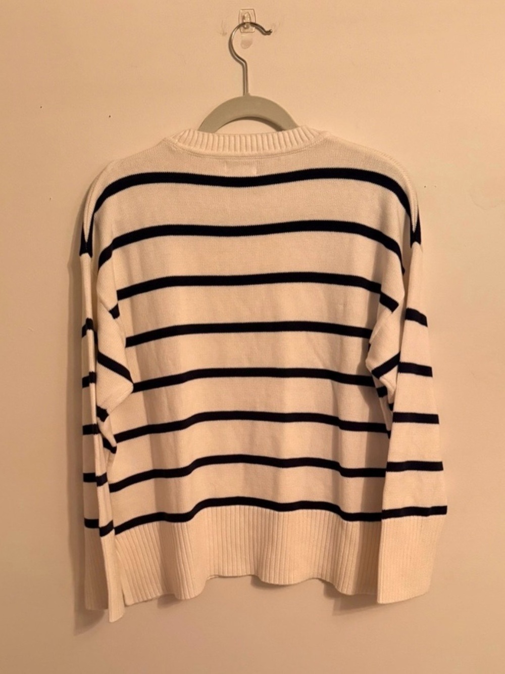 J. Crew Cream and Navy Striped Crewneck Sweater - Picture 5 of 5